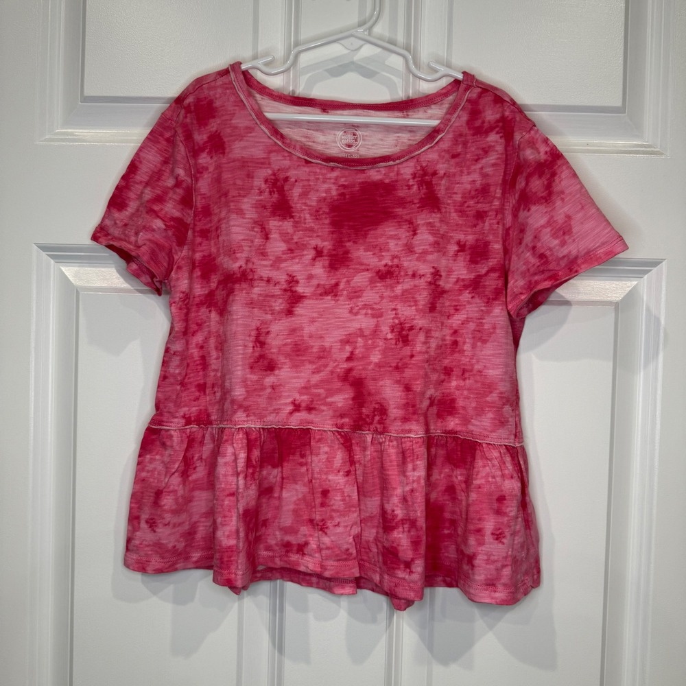Wonder Nation Girls Tie Dye Peplum Top Pink Size L 10/12